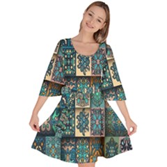 Texture, Pattern, Abstract, Colorful, Digital Art Velour Kimono Dress by nateshop