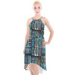 Texture, Pattern, Abstract, Colorful, Digital Art High-low Halter Chiffon Dress 