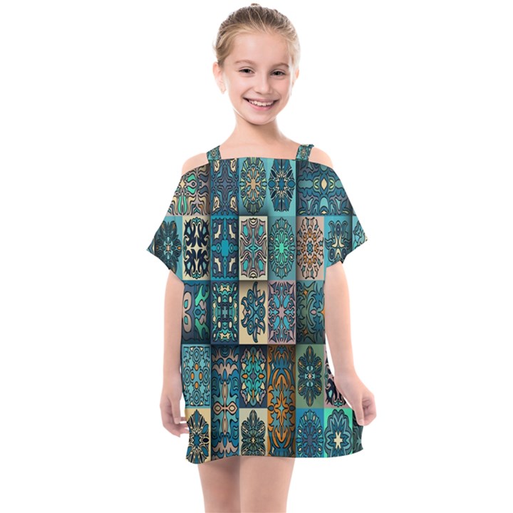 Texture, Pattern, Abstract, Colorful, Digital Art Kids  One Piece Chiffon Dress