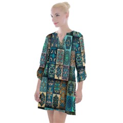 Texture, Pattern, Abstract, Colorful, Digital Art Open Neck Shift Dress by nateshop