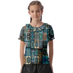 Texture, Pattern, Abstract, Colorful, Digital Art Kids  Frill Chiffon Blouse by nateshop