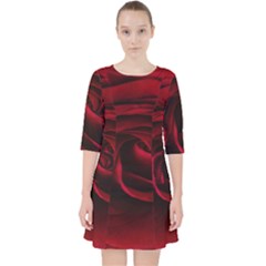 Rose Maroon Quarter Sleeve Pocket Dress by nateshop