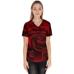 Rose Maroon Women s V-neck Scrub Top by nateshop