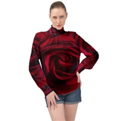 Rose Maroon High Neck Long Sleeve Chiffon Top by nateshop