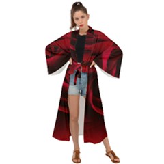 Rose Maroon Maxi Kimono by nateshop