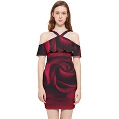 Rose Maroon Shoulder Frill Bodycon Summer Dress by nateshop