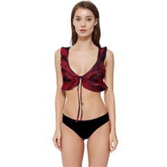 Rose Maroon Low Cut Ruffle Edge Bikini Top by nateshop