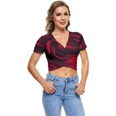 Rose Maroon Short Sleeve Foldover T-shirt by nateshop