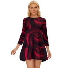 Rose Maroon Long Sleeve Babydoll Dress by nateshop