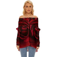 Rose Maroon Off Shoulder Chiffon Pocket Shirt by nateshop