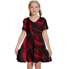 Rose Maroon Kids  Short Sleeve Tiered Mini Dress by nateshop