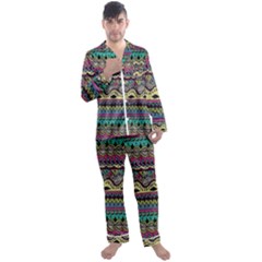 Aztec Design Men s Long Sleeve Satin Pajamas Set by nateshop