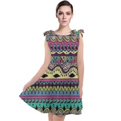 Aztec Design Tie Up Tunic Dress