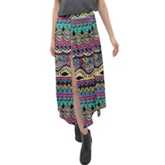 Aztec Design Velour Split Maxi Skirt by nateshop