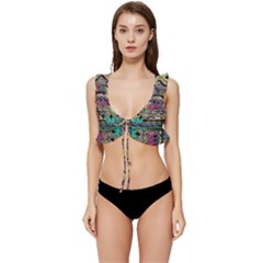 Aztec Design Low Cut Ruffle Edge Bikini Top by nateshop