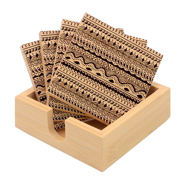 Aztec Design Bamboo Coaster Set