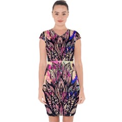 Aztec Flower Galaxy Capsleeve Drawstring Dress  by nateshop