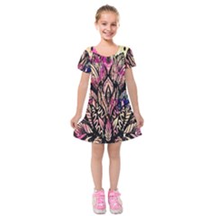 Aztec Flower Galaxy Kids  Short Sleeve Velvet Dress by nateshop