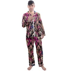 Aztec Flower Galaxy Men s Long Sleeve Satin Pajamas Set by nateshop