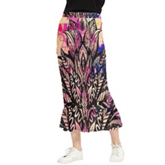 Aztec Flower Galaxy Maxi Fishtail Chiffon Skirt by nateshop