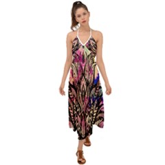 Aztec Flower Galaxy Halter Tie Back Dress  by nateshop