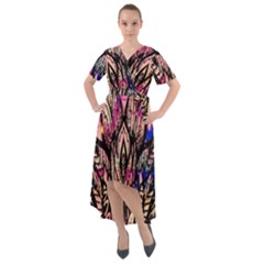 Aztec Flower Galaxy Front Wrap High Low Dress by nateshop