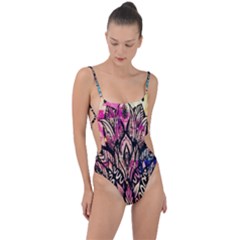 Aztec Flower Galaxy Tie Strap One Piece Swimsuit by nateshop