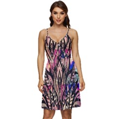 Aztec Flower Galaxy V-neck Pocket Summer Dress  by nateshop