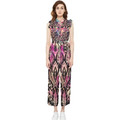 Aztec Flower Galaxy Women s Frill Top Chiffon Jumpsuit by nateshop