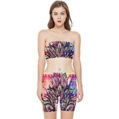 Aztec Flower Galaxy Stretch Shorts And Tube Top Set by nateshop