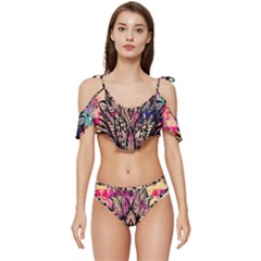 Aztec Flower Galaxy Ruffle Edge Tie Up Bikini Set	 by nateshop