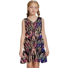 Aztec Flower Galaxy Kids  Sleeveless Tiered Mini Dress by nateshop