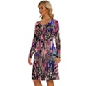 Aztec Flower Galaxy Long Sleeve Dress With Pocket View2