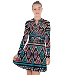 Aztec Wallpaper Long Sleeve Panel Dress