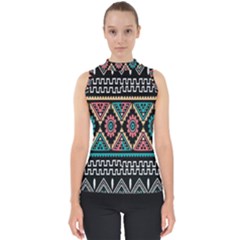 Aztec Wallpaper Mock Neck Shell Top by nateshop