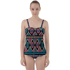 Aztec Wallpaper Twist Front Tankini Set by nateshop