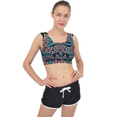 Aztec Wallpaper V-back Sports Bra