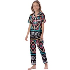 Aztec Wallpaper Kids  Satin Short Sleeve Pajamas Set by nateshop