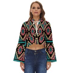 Aztec Wallpaper Boho Long Bell Sleeve Top by nateshop