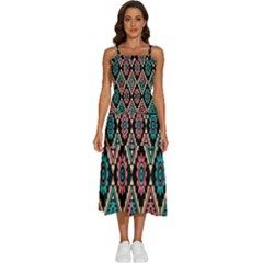 Aztec Wallpaper Sleeveless Shoulder Straps Boho Dress by nateshop