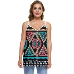 Aztec Wallpaper Casual Spaghetti Strap Chiffon Top by nateshop