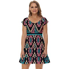 Aztec Wallpaper Short Sleeve Tiered Mini Dress by nateshop