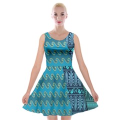 Aztec, Batik Velvet Skater Dress by nateshop