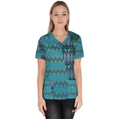 Aztec, Batik Women s V-neck Scrub Top by nateshop