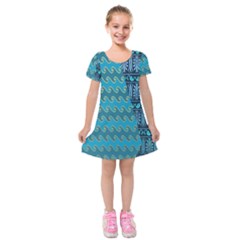 Aztec, Batik Kids  Short Sleeve Velvet Dress by nateshop