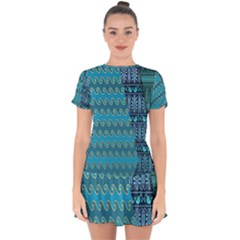 Aztec, Batik Drop Hem Mini Chiffon Dress