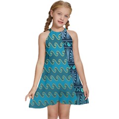 Aztec, Batik Kids  Halter Collar Waist Tie Chiffon Dress by nateshop