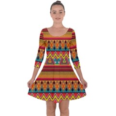 Aztec Quarter Sleeve Skater Dress by nateshop