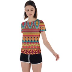 Aztec Back Circle Cutout Sports T-shirt by nateshop