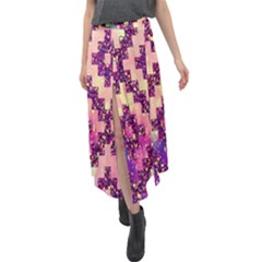 Cute Glitter Aztec Design Velour Split Maxi Skirt by nateshop